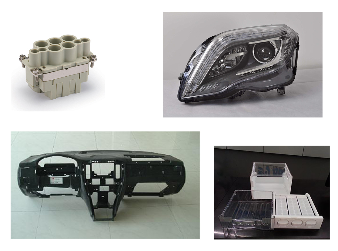 065-PC应用范围（连接器、冰箱抽屉、仪表板、车灯）
